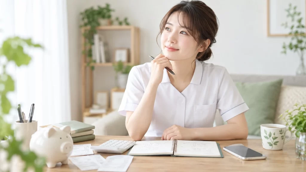 家計や資産形成について考える看護師